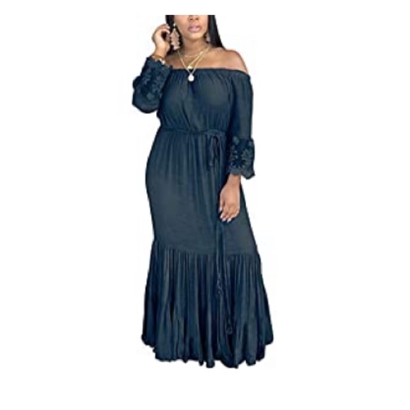 NWOT Boho Off-the-shoulder 3/4 Sleeve Maxi Dress - Picture 7 of 9